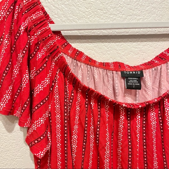 NWT Torrid Red Off the Shoulder Top - Picture 3 of 7